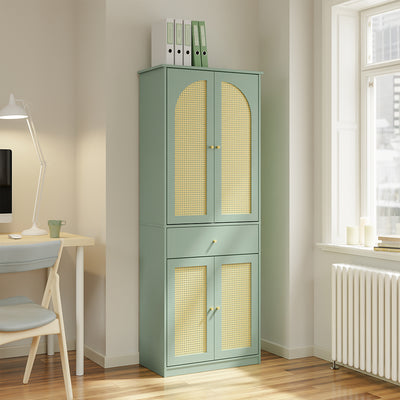 SoBuy | Flurschränke | Schuhschrank schmal hoch mit 4 Türen und 1 Schublade | Green | FSB107-GR