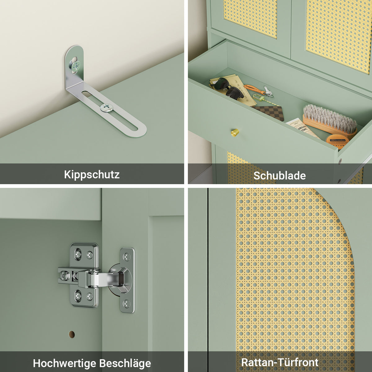 SoBuy Kleiderschrank schmal mit 4 Türen und 1 Schublade für Schlafzimmer und Flur | 70x34x180 cm | FSB107-GR