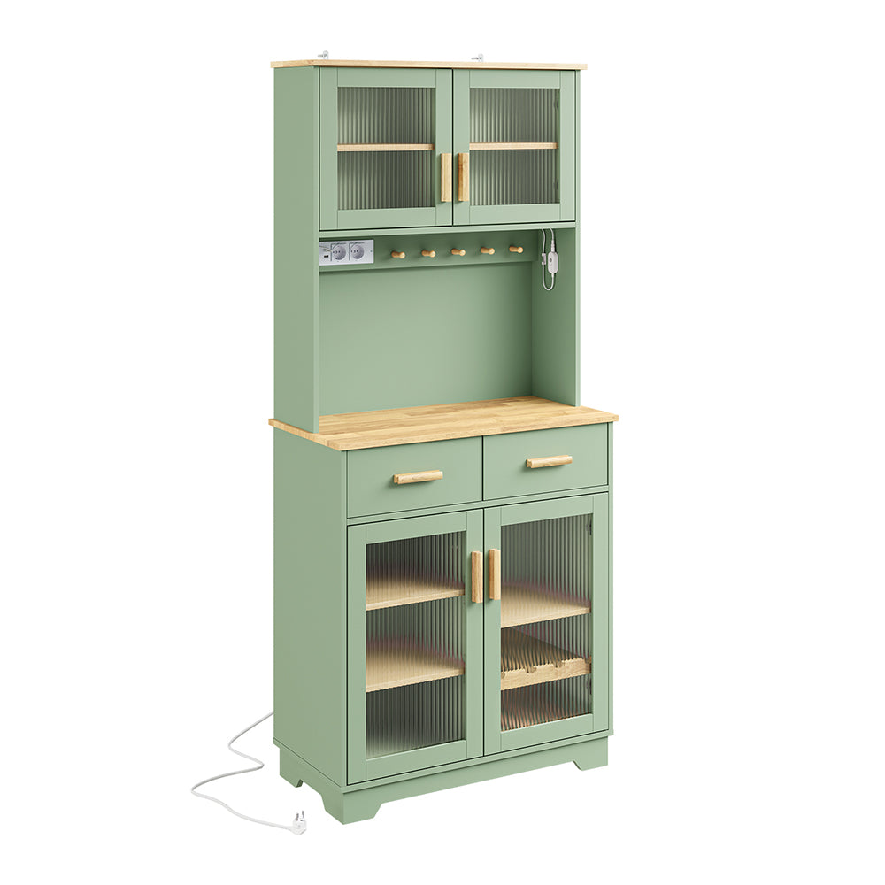 SoBuy | Hochschrank Küchenschrank freistehend Grün | 78×38×180 cm | FSB108-E-GR