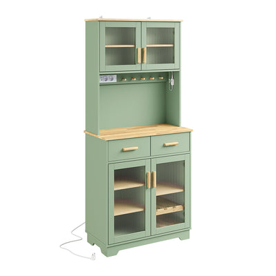 SoBuy | Hochschrank Küchenschrank freistehend Grün | 78×38×180 cm | FSB108-E-GR