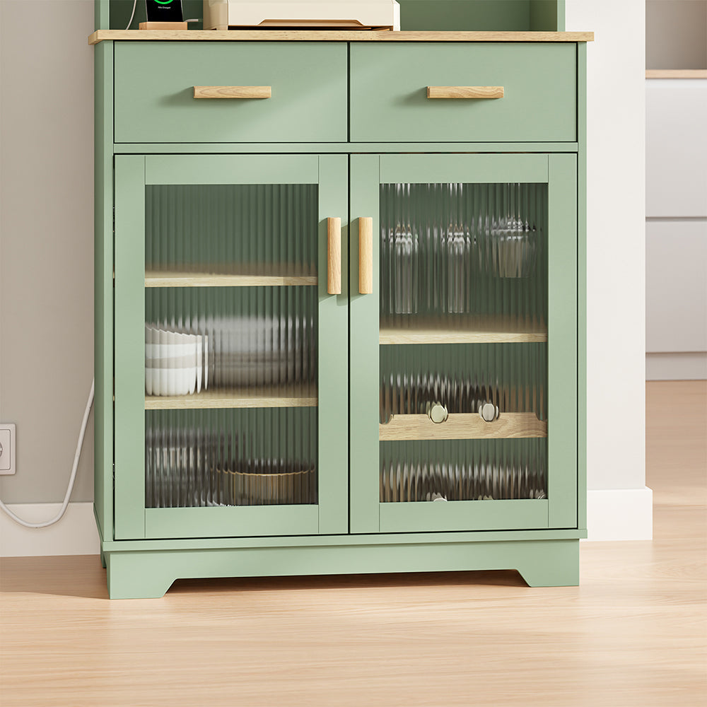 SoBuy | Hochschrank Küchenschrank freistehend Grün | 78×38×180 cm | FSB108-E-GR