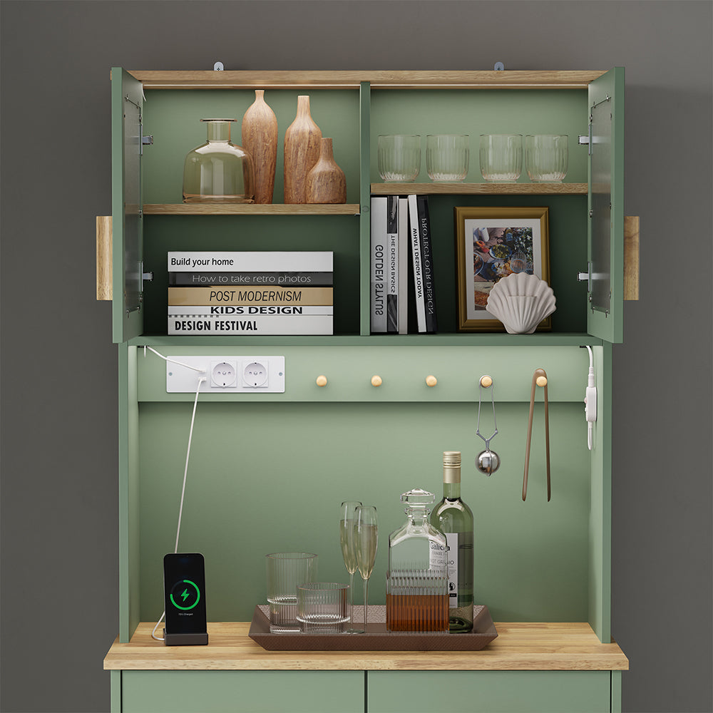 SoBuy | Hochschrank Küchenschrank freistehend Grün | 78×38×180 cm | FSB108-E-GR