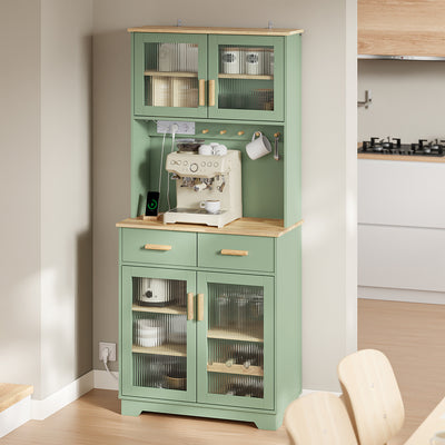 SoBuy | Hochschrank Küchenschrank freistehend Grün | 78×38×180 cm | FSB108-E-GR