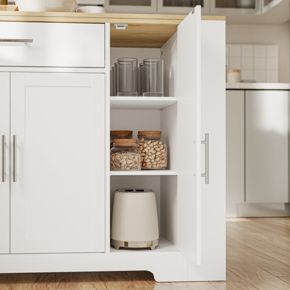 SoBuy Kücheninsel Küchenbar mit 1 Schublade & Besteckeinsatz Weiß 104×40×89 cm FSB110-WN