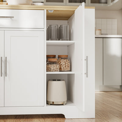 SoBuy Kücheninsel Küchenbar mit 1 Schublade & Besteckeinsatz Weiß 104×40×89 cm FSB110-WN