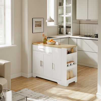 SoBuy Kücheninsel Küchenbar mit 1 Schublade & Besteckeinsatz Weiß 104×40×89 cm FSB110-WN