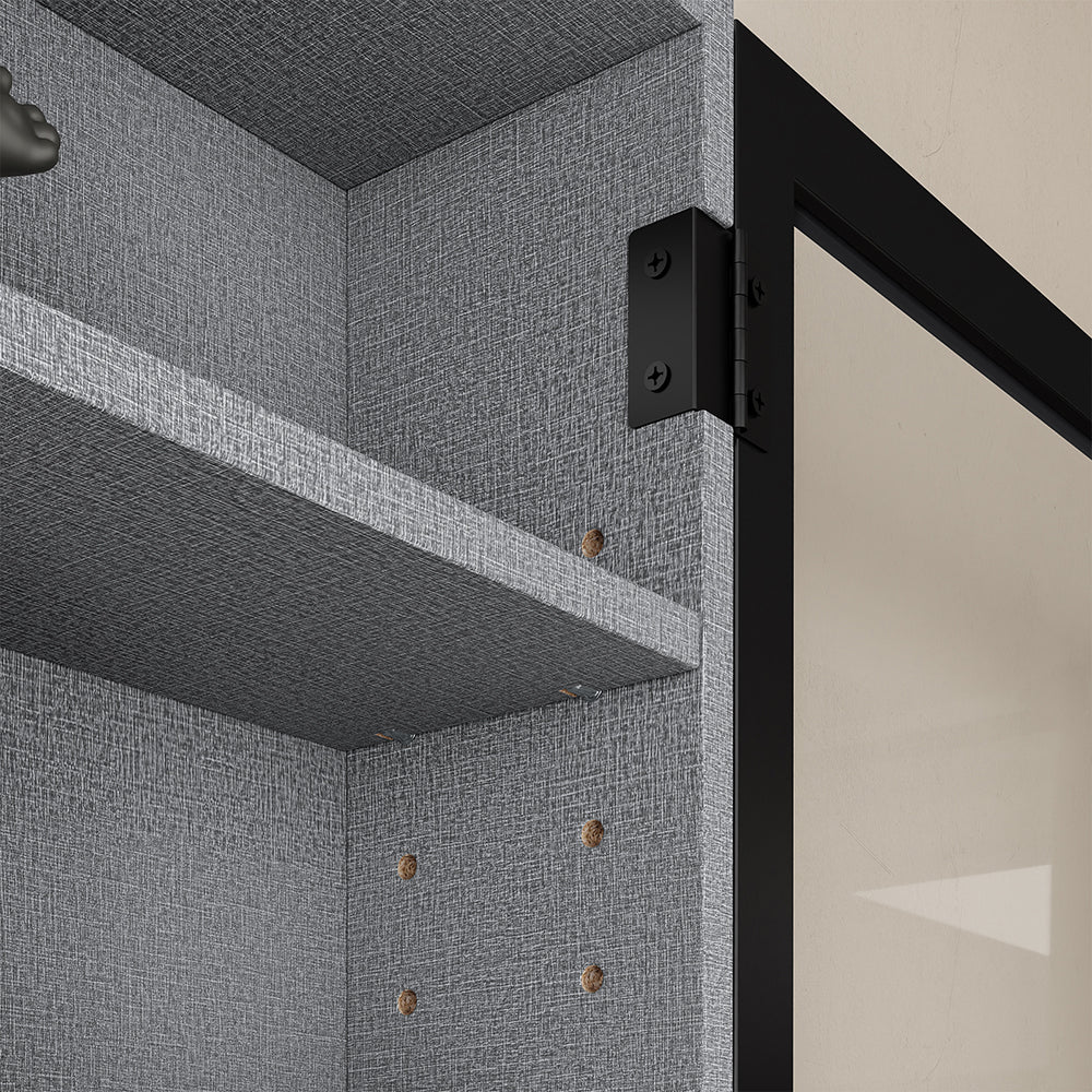 SoBuy | Sammelvitrine | Wandschrank hängend schmal mit 2 Türen | Grau | 80×12.2×80 cm | FSB113-H-DG