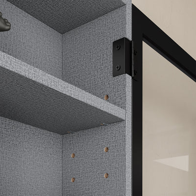 SoBuy | Sammelvitrine | Wandschrank hängend schmal mit 2 Türen | Grau | 80×12.2×80 cm | FSB113-H-DG