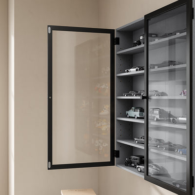 SoBuy | Sammelvitrine | Wandschrank hängend schmal mit 2 Türen | Grau | 80×12.2×80 cm | FSB113-H-DG