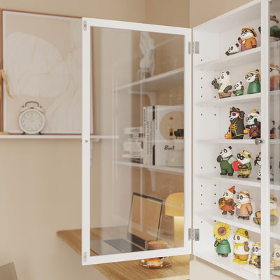 SoBuy | Sammelvitrine | Hängevitrine mit Glastür und Schranktür | Weiß | 80×12×80 cm | FSB113-H-W