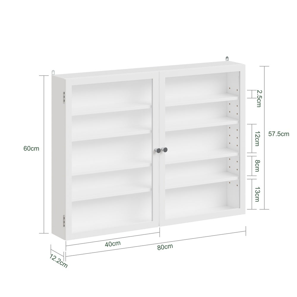 SoBuy | Sammelvitrine | Hängevitrine Weiß Schmal 12cm Tief | Weiß | 80×12.2×60 cm | FSB113-W