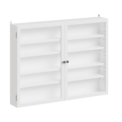SoBuy | Sammelvitrine | Hängevitrine Weiß Schmal 12cm Tief | Weiß | 80×12.2×60 cm | FSB113-W