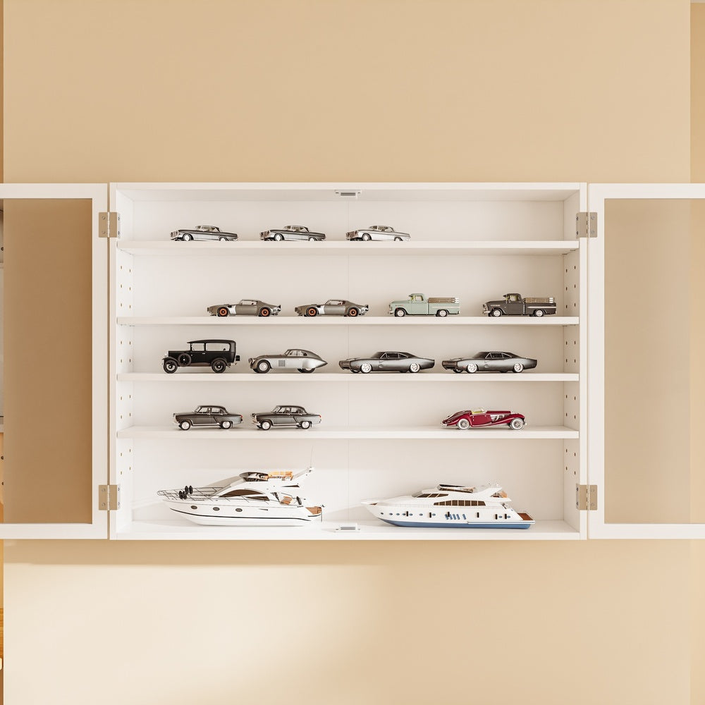 SoBuy | Sammelvitrine | Hängevitrine Weiß Schmal 12cm Tief | Weiß | 80×12.2×60 cm | FSB113-W