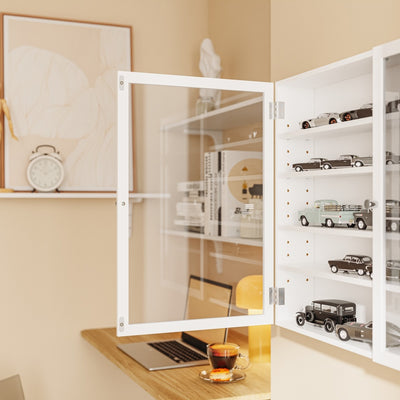 SoBuy | Sammelvitrine | Hängevitrine Weiß Schmal 12cm Tief | Weiß | 80×12.2×60 cm | FSB113-W