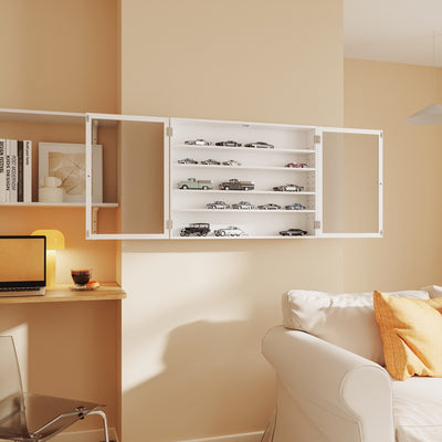 SoBuy | Sammelvitrine | Hängevitrine Weiß Schmal 12cm Tief | Weiß | 80×12.2×60 cm | FSB113-W