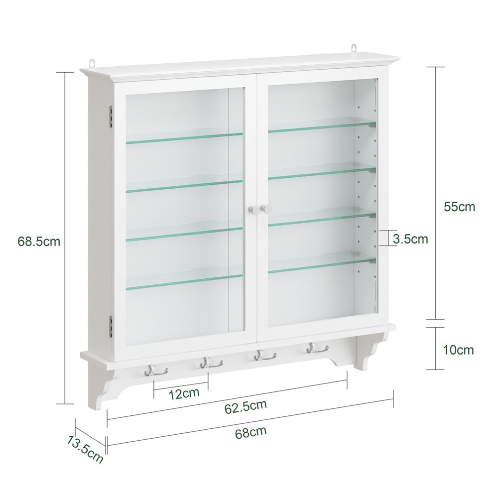 SoBuy | Sammelvitrine | Wandvitrine mit 2 Türen aus Bambus und Glas | Weiß | FSB114-E-W