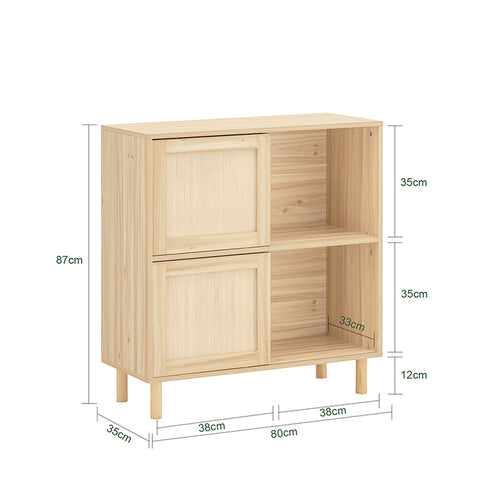 SoBuy | Sideboard mit Schiebetüren | Flurschrank | Küchenschrank | Kommode | Natur | FSB87-N