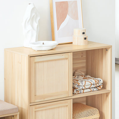 SoBuy | Sideboard mit Schiebetüren | Flurschrank | Küchenschrank | Kommode | Natur | FSB87-N