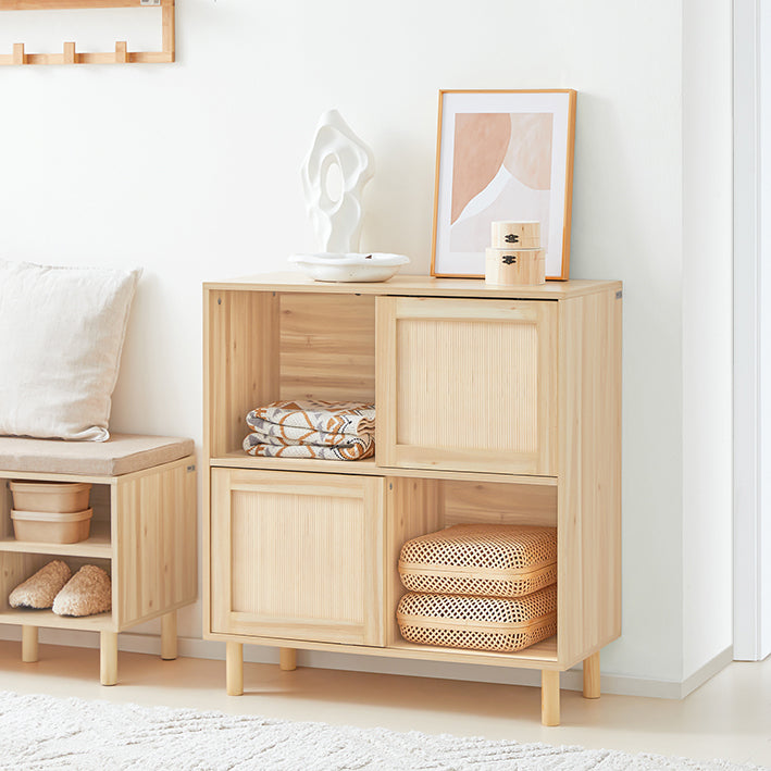 Sobuy SoBuy Sideboard mit Schiebetüren Flurschrank Küchenschrank Kommode Natur FSB87-N