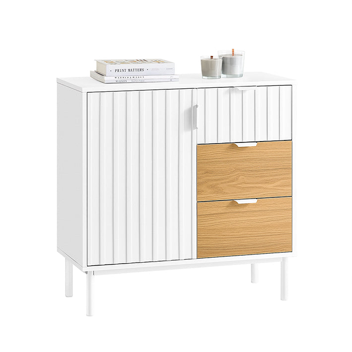 SoBuy | Küchenschrank | Sideboard | Aufbewahrungsschrank | Kommode | Weiß-Natur | FSB91-WN