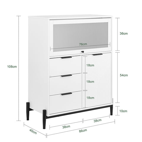 SoBuy | Sideboard | Kommode | Aufbewahrungsschrank | Flurschrank | Weiß/Schwarz | FSB94-W