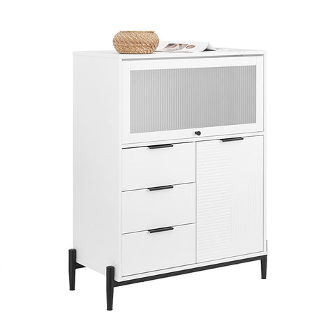 SoBuy | Sideboard | Kommode | Aufbewahrungsschrank | Flurschrank | Weiß/Schwarz | FSB94-W