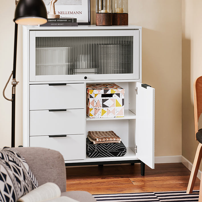 SoBuy Sideboard Aufbewahrungsschrank Flurschrank Weiß-Schwarz 92x119x40cm FSB94-W