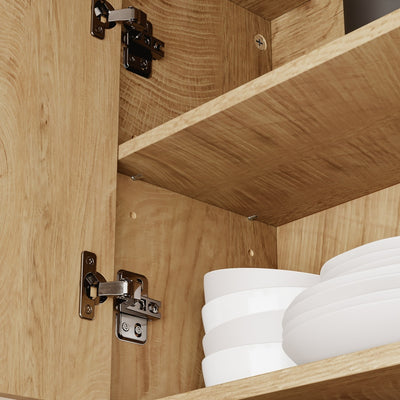 SoBuy | Küchenschränke | Küchenschrank freistehend mit 4 Türen und 3 | Light Oak | FSB98-L-E-N