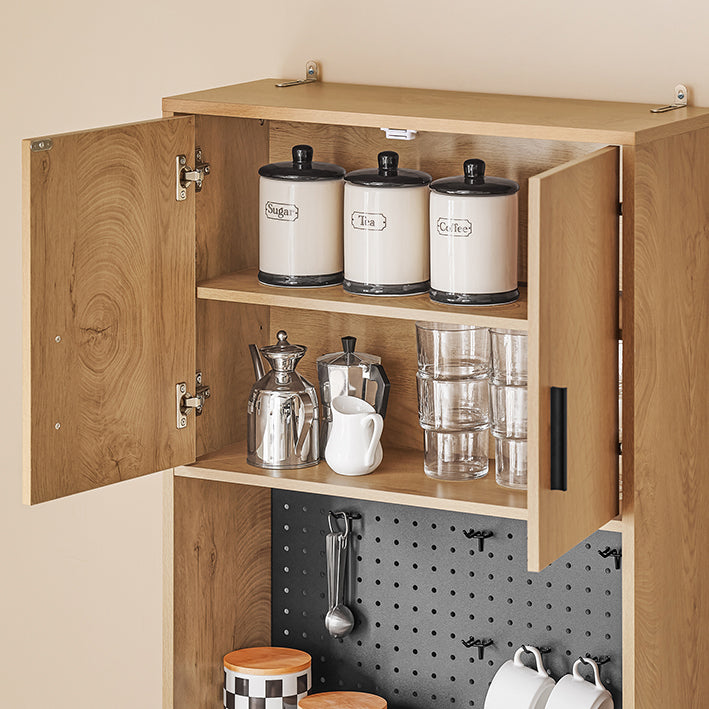 SoBuy | Mikrowellenschrank mit Pegboard | Hochschrank | Sideboard | Vintage | FSB98-N