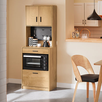 Vorverkauf | SoBuy Mikrowellenschrank 170cm mit Pegboard - Küchenschrank Vintage 60x170x40cm FSB98-N