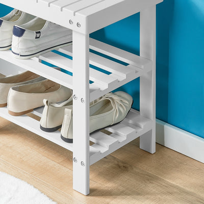 Sitzbank schmal | Breit 50cm Weiß | Schuhregal | FSR02-K-W