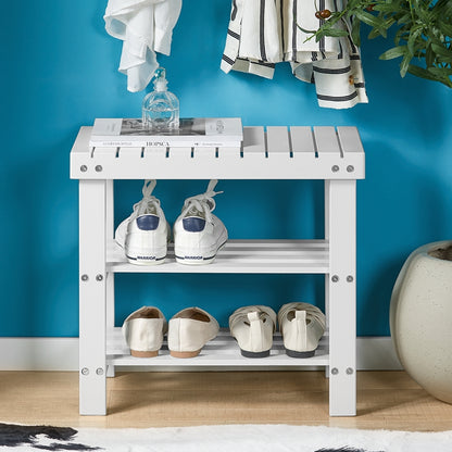SoBuy | Schuhregal | Sitzbank schmal | Breit 50cm Weiß | FSR02-K-W