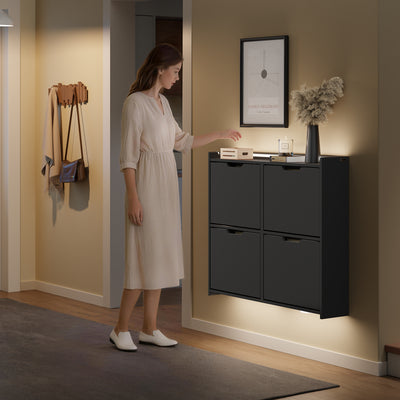 SoBuy | Schuhschrank Schmal Hängend mit Sensorlicht und 19 cm Tiefe