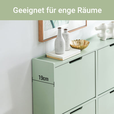 SoBuy | Schuhkipper | Schuhschrank | mit 4 Klappen | Grün | FSR100-GR