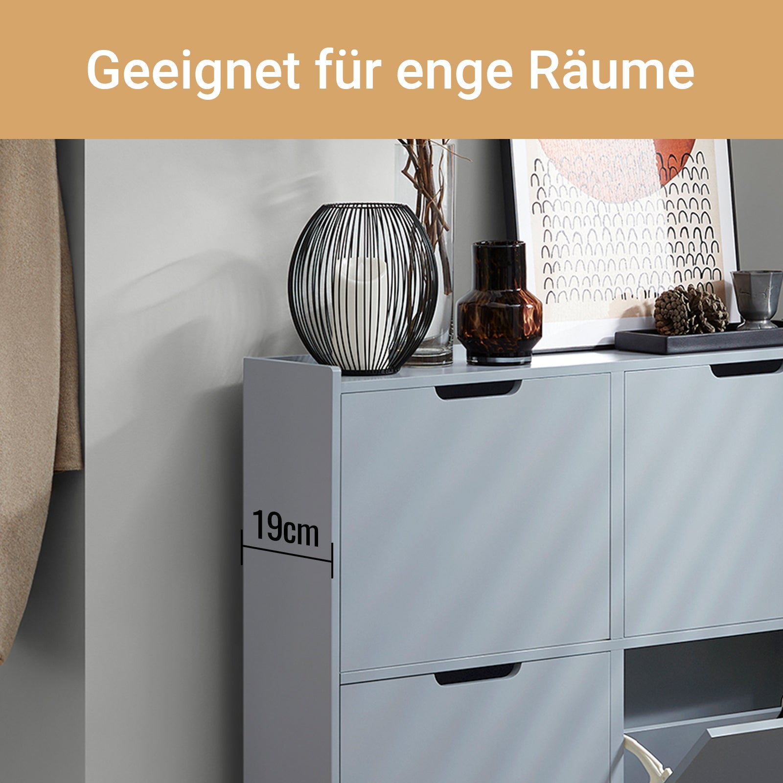 SoBuy Schuhkipper Schuhschrank Mit 4 Klappen Schuhkommode Hellgrau sobuy-schuhkipper-schuhschrank-mit-4-klappen-schuhkommode-hellgrau