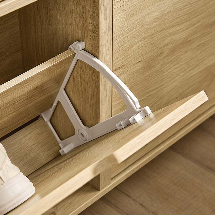 SoBuy | Schuhkipper | Schuhschrank mit 4 Klappen | schmal Schuhregal | Natur | FSR100-N