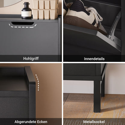 SoBuy | Schuhkipper | Schuhschrank mit 4 Klappen | Schwarz | FSR100-SCH