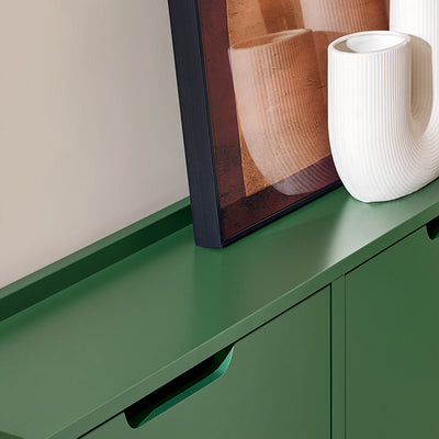 SoBuy | Schuhkipper | Schuhschrank mit 4 Klappen | Schuhkommode | Dunkelgrün | FSR100-SY