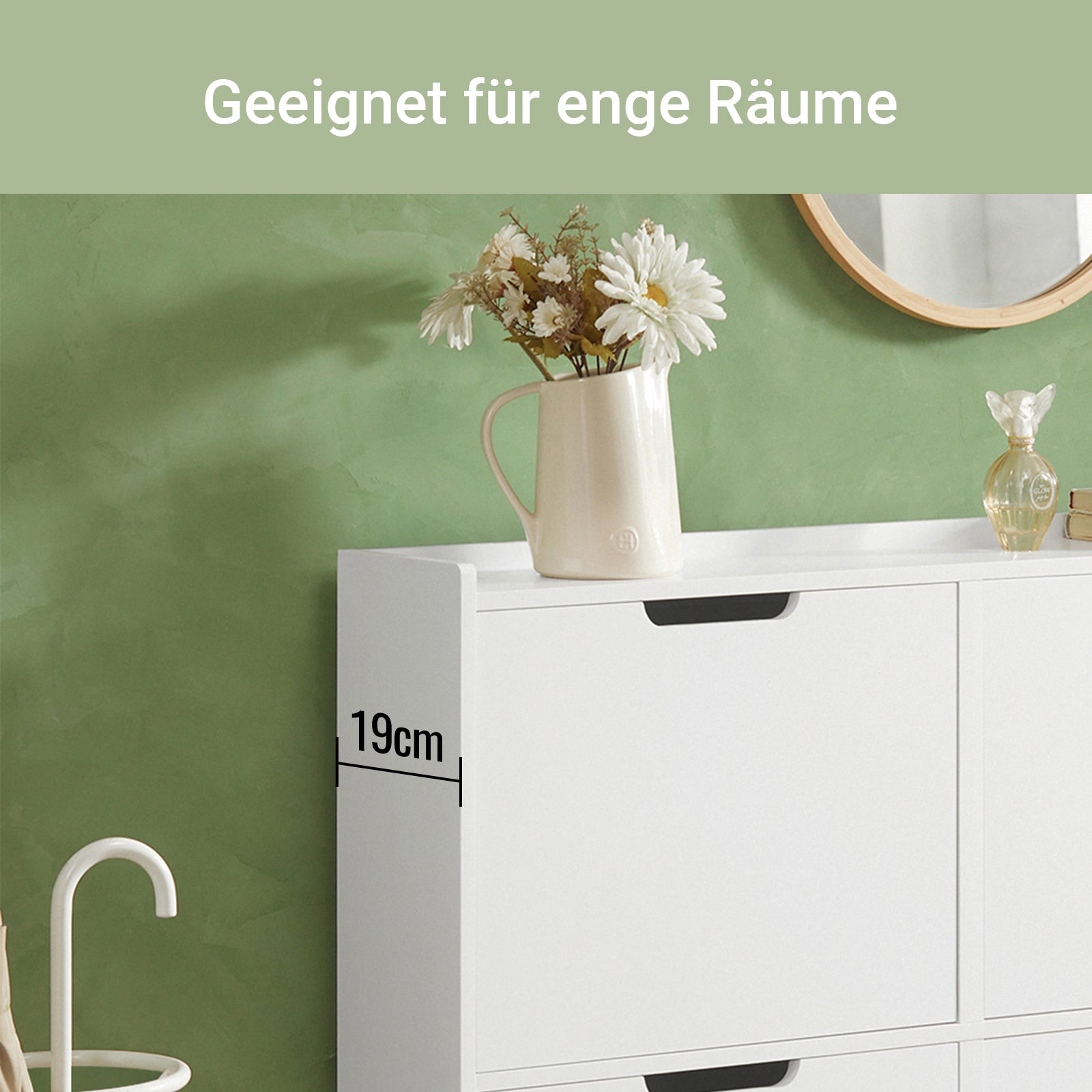 SoBuy | Schuhkipper | Schuhschrank mit 4 Klappen | Schuhkommode Weiß | FSR100-W