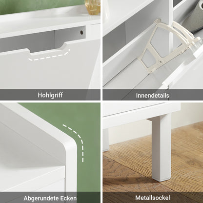 SoBuy | Schuhkipper | Schuhschrank mit 4 Klappen | Schuhkommode Weiß | FSR100-W