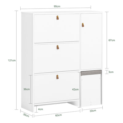 SoBuy | Schuhkipper | Schuhschrank mit 3 Klappen | Schuhkommode Weiß | FSR107-W