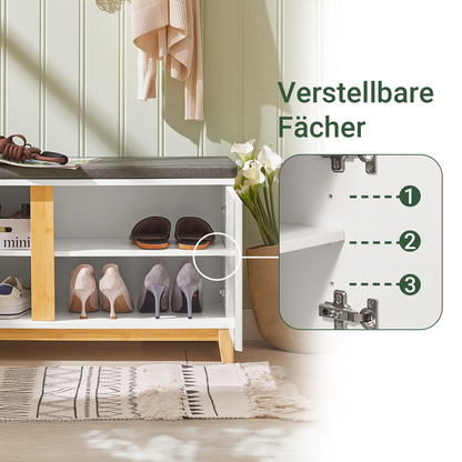 Vorverkauf | SoBuy | Schuhbank mit Sitzfläche | Sitzbank | Dielenbank | Weiß | FSR117-W