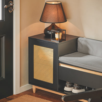 SoBuy | Schuhbank mit Gitteroptik | Sitzbank | Schuhregal | Sitzkommode Kinder | Schwarz-Natur | FSR128-SCH