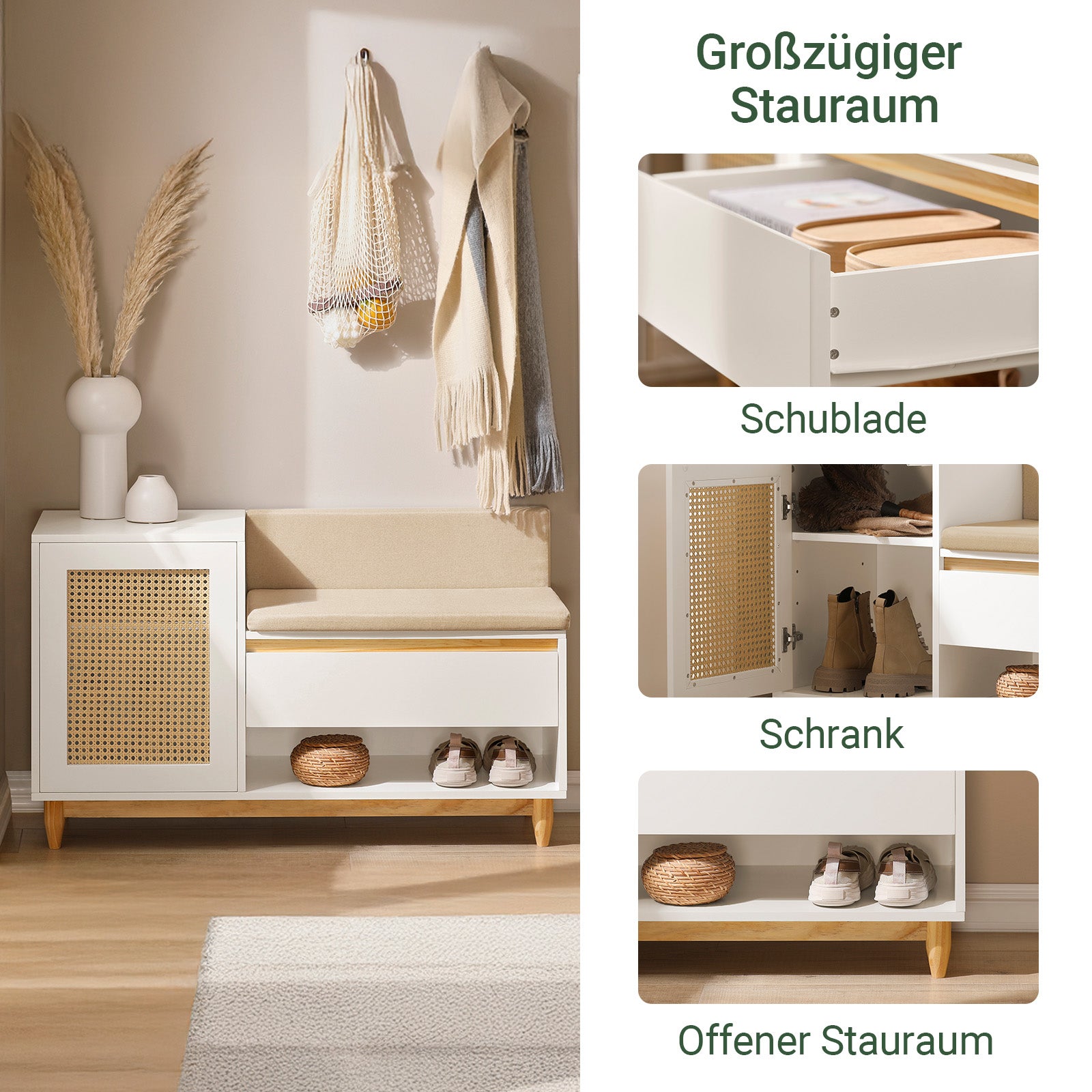 SoBuy | Garderobenbank | Sitzbank | Dielenbank | Schuhbank | Schuhregal | FSR128-W