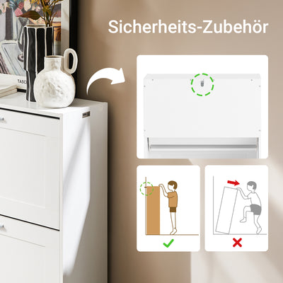 SoBuy | Schuhkipper | Schuhschrank | mit 2 Klappen schmal | Weiß | 60x80x25cm | FSR137-W