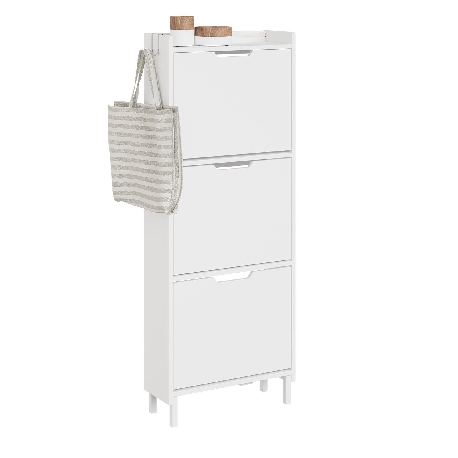 SoBuy Schuhschrank Schmal Hängend mit Sensorlicht und 19 cm Tiefe Weiß FSR151-H-E-W