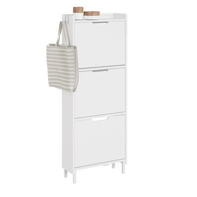 SoBuy Schuhschrank Schmal Hängend mit Sensorlicht und 19 cm Tiefe Weiß FSR151-H-E-W