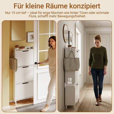 SoBuy Schuhschrank Schmal Hängend mit Sensorlicht und 19 cm Tiefe Weiß FSR151-H-E-W
