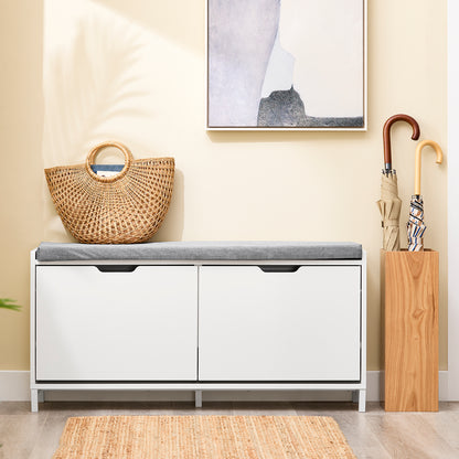 SoBuy | Schuhbank mit 2 Klappen | schmal | Schuhkommode | Weiß | FSR151-L-W
