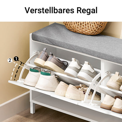 SoBuy | Schuhbank mit 2 Klappen | schmal | Schuhkommode | Weiß | FSR151-L-W